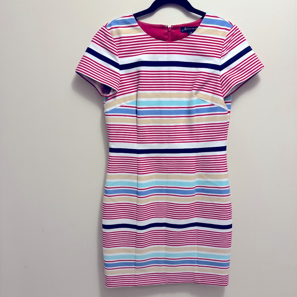 Brooks Brothers Red White Blue Striped Dress Size 8 Excellent Used Condition